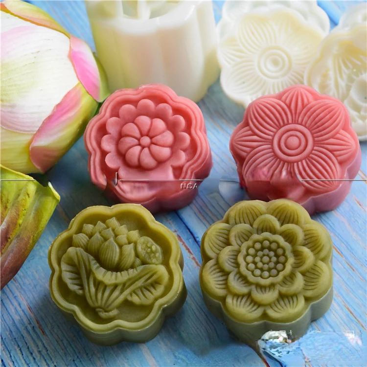 

75g Lotus Flower Moon Cake Mold 3d Mooncake Press Mould Plastic Mooncake Mold Chinese Style DIY Pastry Baking Tools