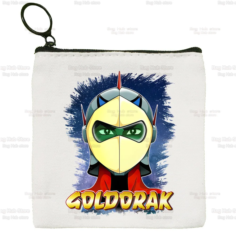 Manga Goldorak Ufo Robo Anime Canvas Bag Pure White Bag, Mazinger Grendizer Zipper Bag Coin Bag Coin Bag Clutch Bag