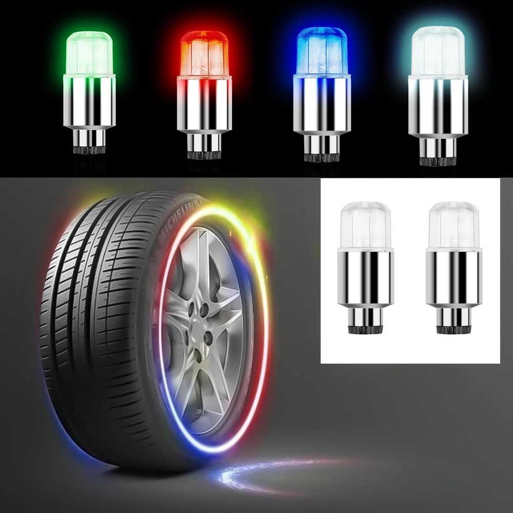 

Car Wheel Caps Car Decoration Car Lights For Tire Hub Wheel Lights Bicycle Deco LED Closed Tire Valve Car Auto Accessories