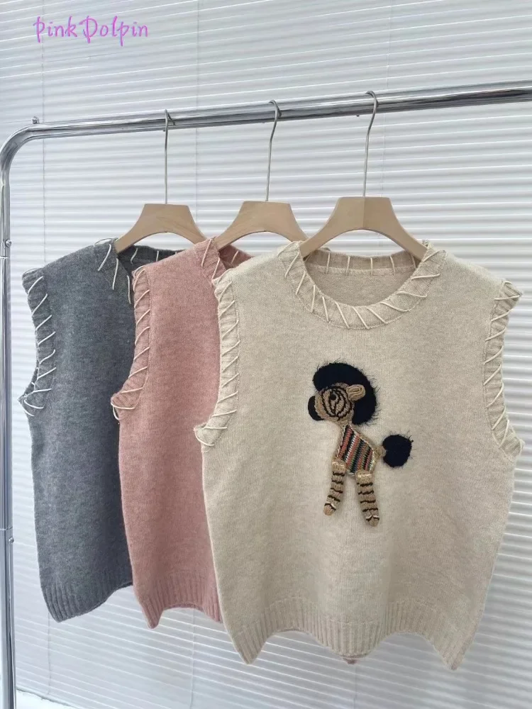 Женский вязаный жилет без рукавов повседневный винтажный свободный джемпер с