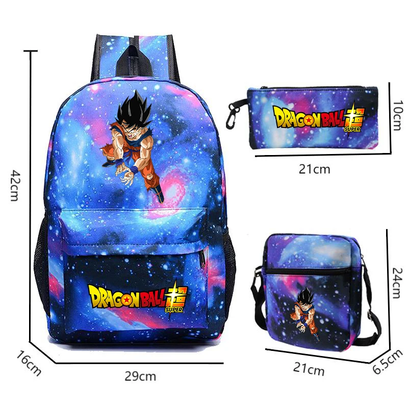 Фото 3 шт./компл., аниме Dragon Ball, рюкзак для мальчиков и девочек, школьный рюкзак для подростков, дорожная сумка с героями мультфильмов, сумка на плечо, парусиновая Mochila №2