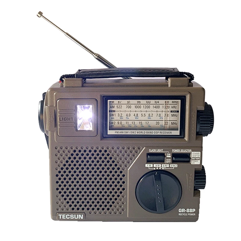 Enlarge All-band portable GR-88P Digital Radio Receiver Emergency Light Radio Dynamo Radio With Built-In Speaker Manual Hand Power
