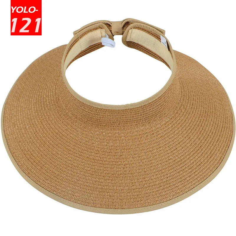 

Шляпа женская Соломенная с защитой от солнца, модная пляжная Панама от солнца с широкими полями, с защитой от ультрафиолета, дизайнерский го...