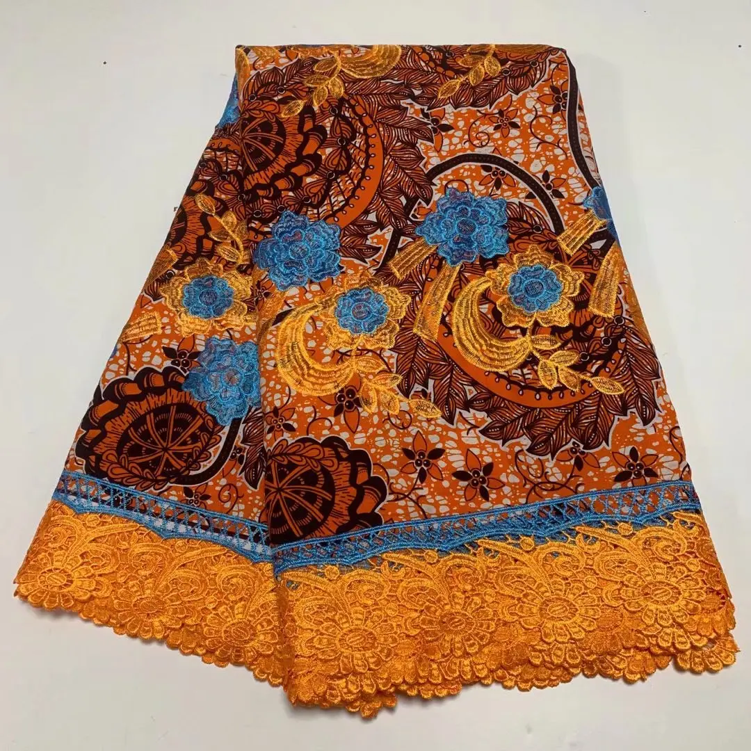 6 ярдов вышивка Анкара африканская восковая печать кружевная ткань 2020