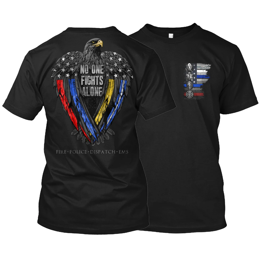 

First Responder American Flag Black Eagle T-Shirt 100% Cotton O-Neck Summer Short Sleeve Casual Mens T-shirt Size S-3XL