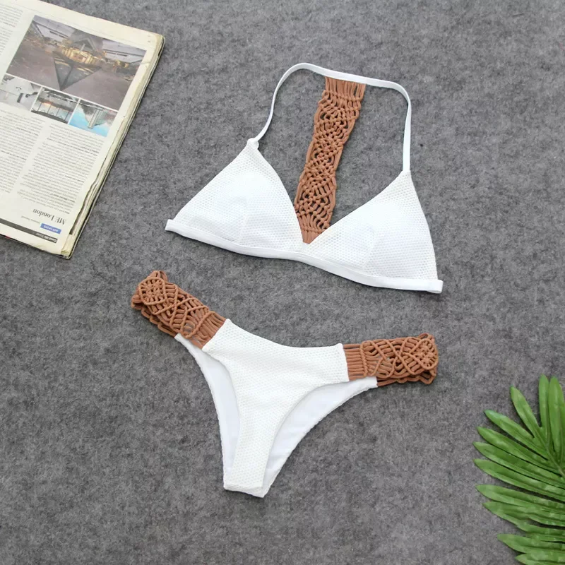 

2022 Newest Sexy Bikinis Low Waist Female Swimwear Women High Cut Bikini Set String Swimming Suit For Women White Swimsuit