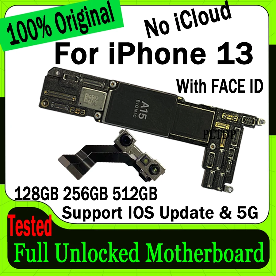 

Clean ICloud Mainboard Original Unlocked For IPhone 13 128g/256g/512g Motherboard With/No Face ID Logic Board Support Update