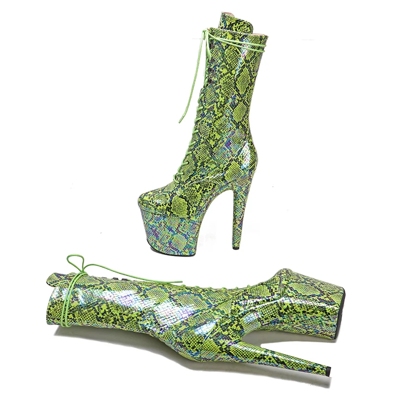 Leecabe snake 20CM/8inches High Heel platform Boots closed toe Pole Dance boots