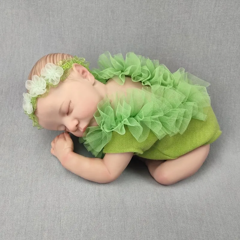 Newborn Photography Clothing Headband+Jumpsuits 2Pcs/Set Infant Shoot Clothes Outfits Studio Baby Girl Photo Props Accessories