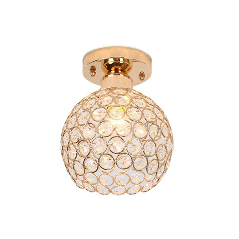 

LED Ceiling Light Nordic Ceiling Lights Crystal Lampshade Gold Living Room Bedroom Modern Round Decorative Ceiling Lamp