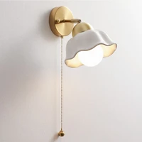 nordic wall lamp with switch flower ceramic wall lights copper japanese bedroom bedside wall lamps e27 study living room scocne