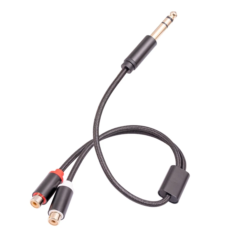 

6.35Mm Male To Double RCA Lotus Female Audio Adapter Cable Component RCA Female To 1/4 Inch Splitter Cable, 6.35Mm To RCA Cable