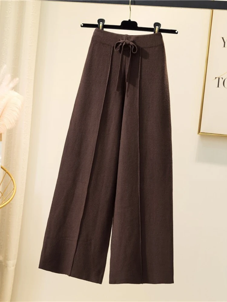 

Pants for Women 2023 Autumn/Winter New High Waisted Knitted Wide Leg Pant Korean Fashion Casual Pants Sweatpants Womens Clothing