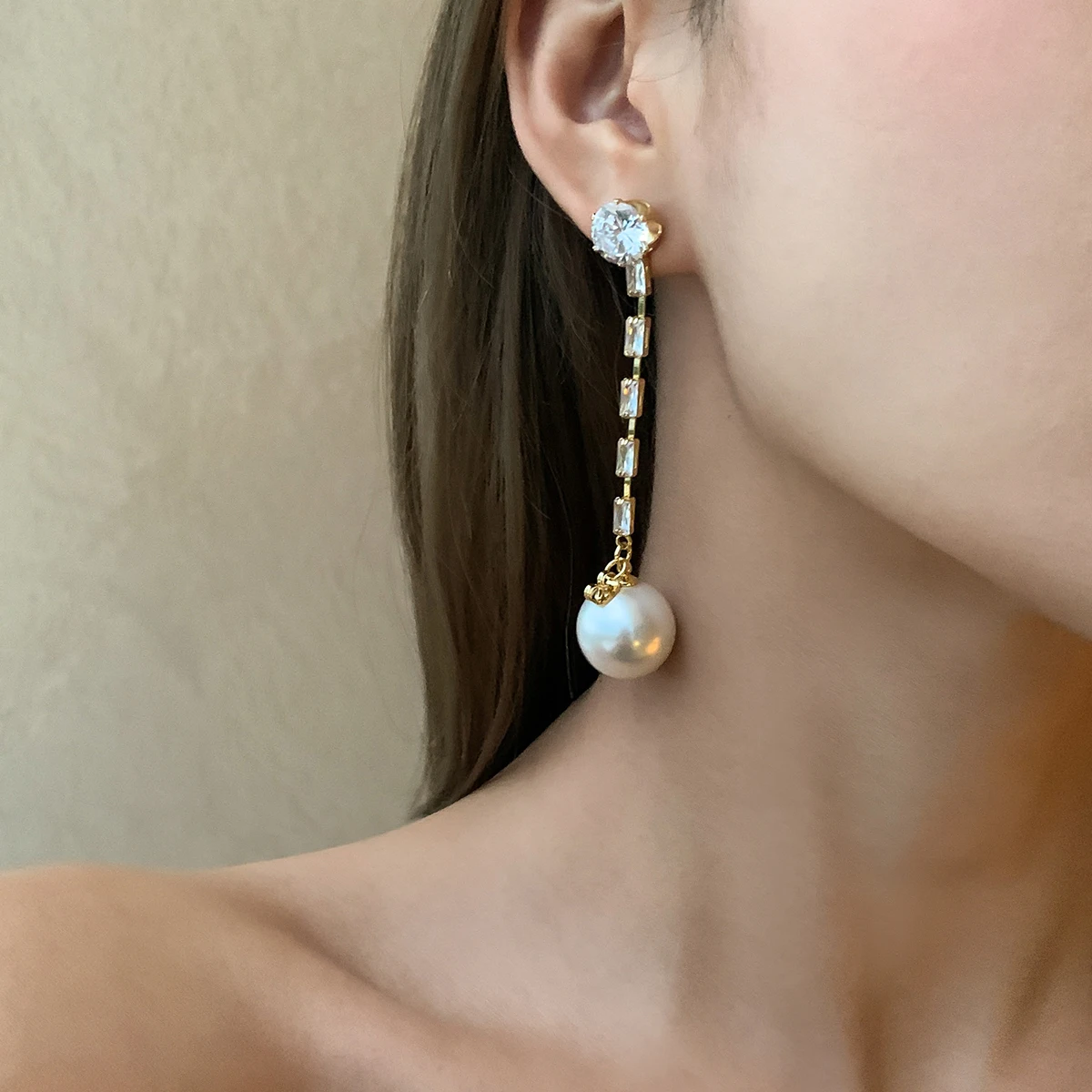 

Timeless Wonder Zirconia Faux Pearl Geo Stud Earrings for Women Designer Jewelry Ins Party Prom Gift Japan Kpop Versatile 6267
