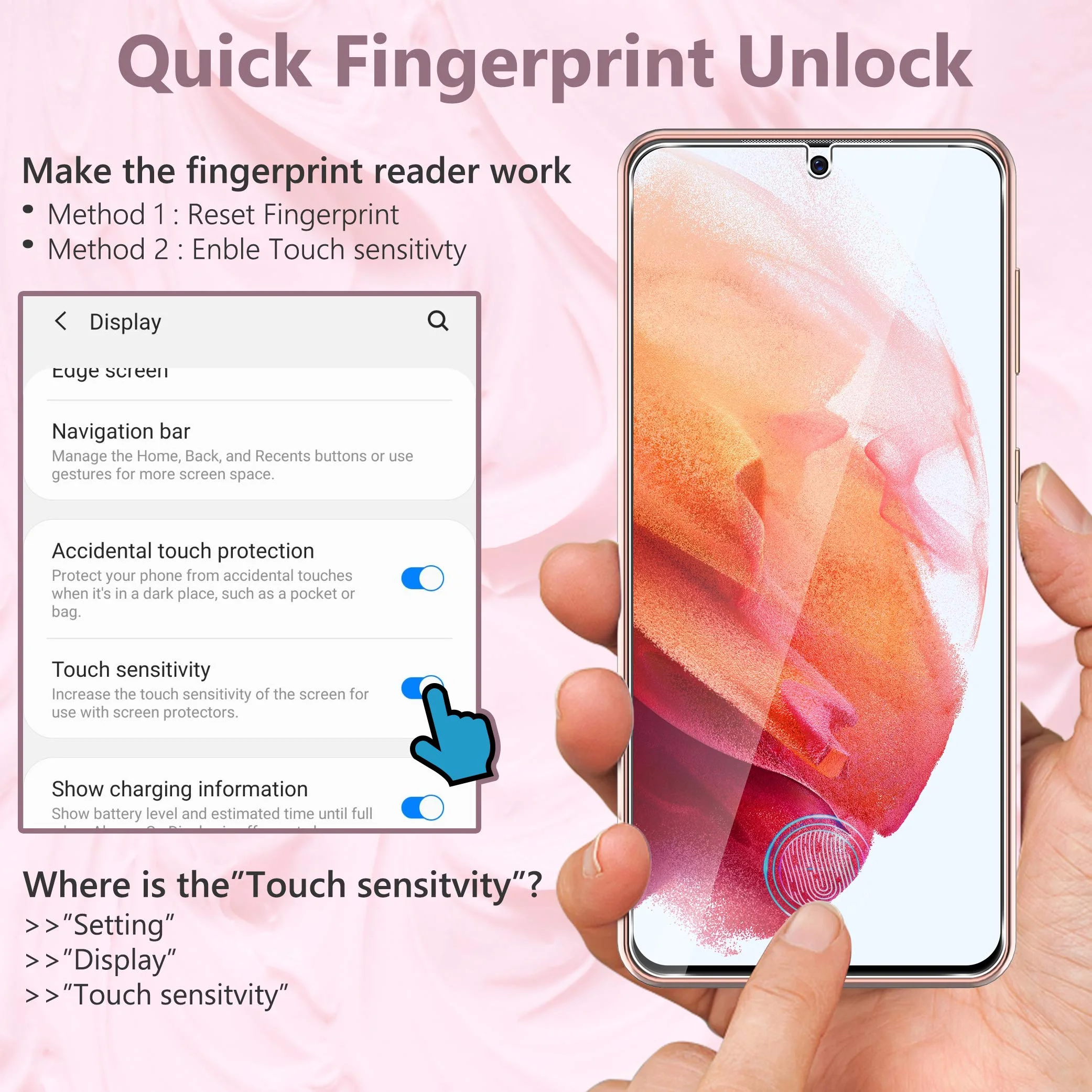 3Pcs HD Tempered Glass For Samsung Galaxy S21 5G S22 S23 S21 Plus S21FE S20FE 5G Fingerprint Unlock Screen Protector Glass