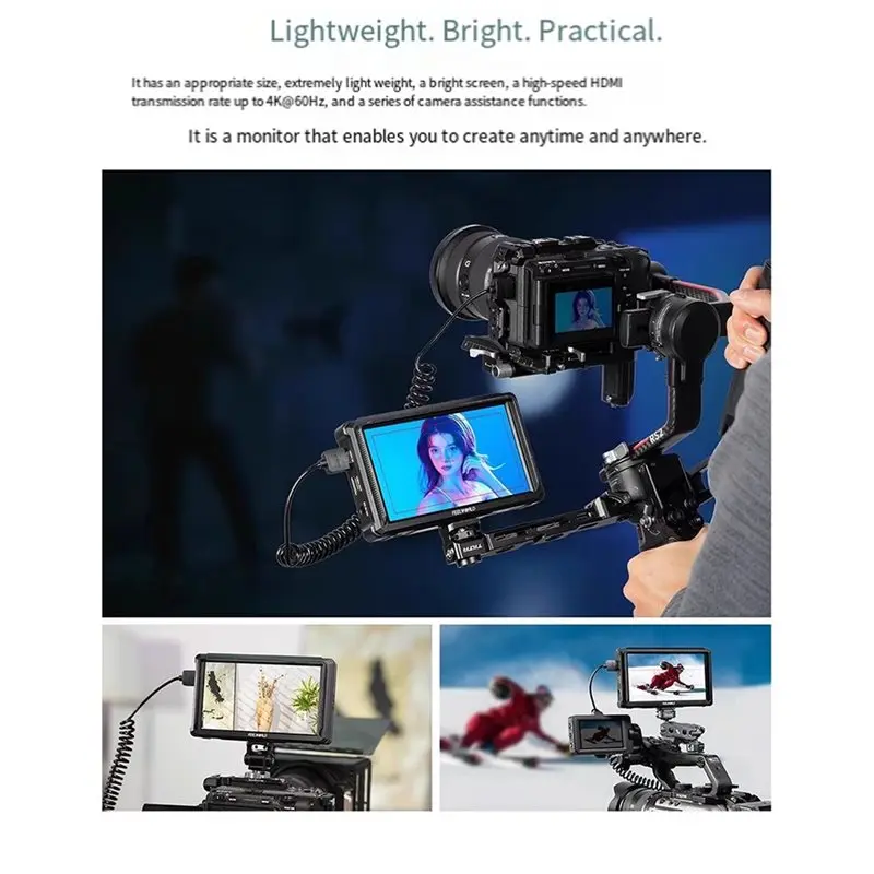 Фото Монитор FEELWORLD FW568 PRO 6 дюймов, высокая яркость 1200 нит, 60 Гц, 4K, совместимость с камерами DSLR и стабилизаторами (гимбалами) №2