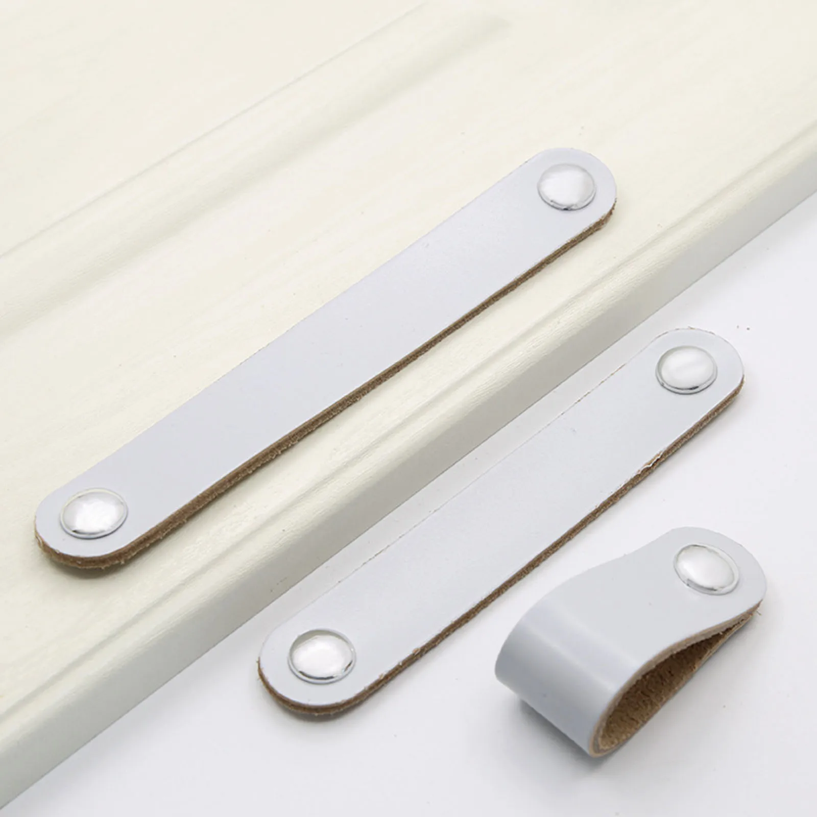 

1Pc Single Hole/96mm/128mm Leather Furniture Handle Bag Handle Drawer Door Knob for Wardrobes Cabinets Hardware Decoration