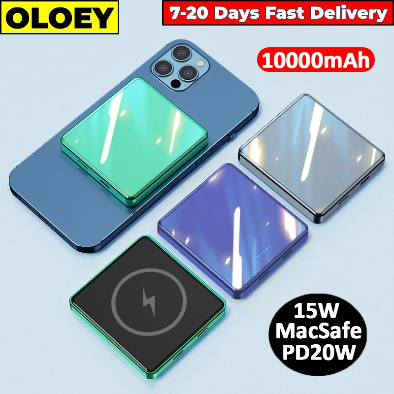 10000mAh Macsafe Power Bank 15W Magnetic Wireless Fast Charger For iPhone 12 13 14 15 Pro Max 13Mini Powerbank Auxiliary Battery