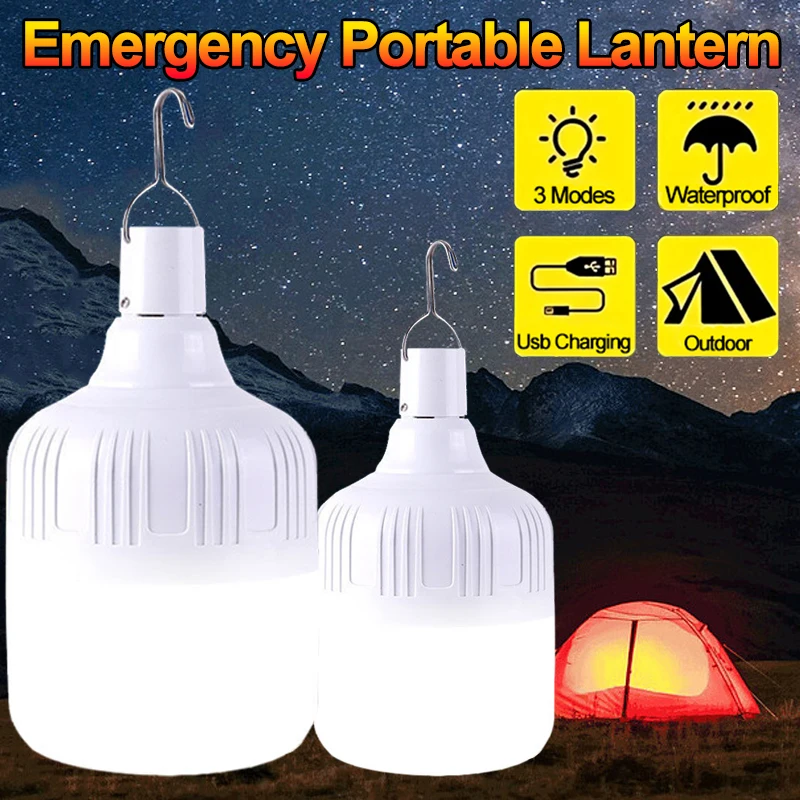 

60W/130W 3 Modes LED Night Lights USB Rechargeable Market Portable Lanterns Indoor Outdoor BBQ Camping Emergency Tent Lamp Bulbs