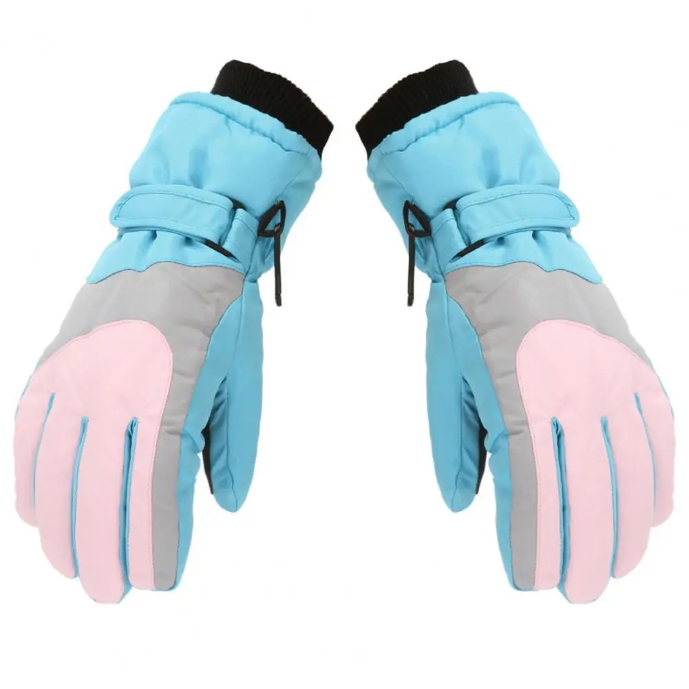 

1 Pair Kids Ski Gloves Elastic Wrist Wearing Stretch Warm Waterproof Outdoor Sports Gloves for Snowboarding Hiking Cycling