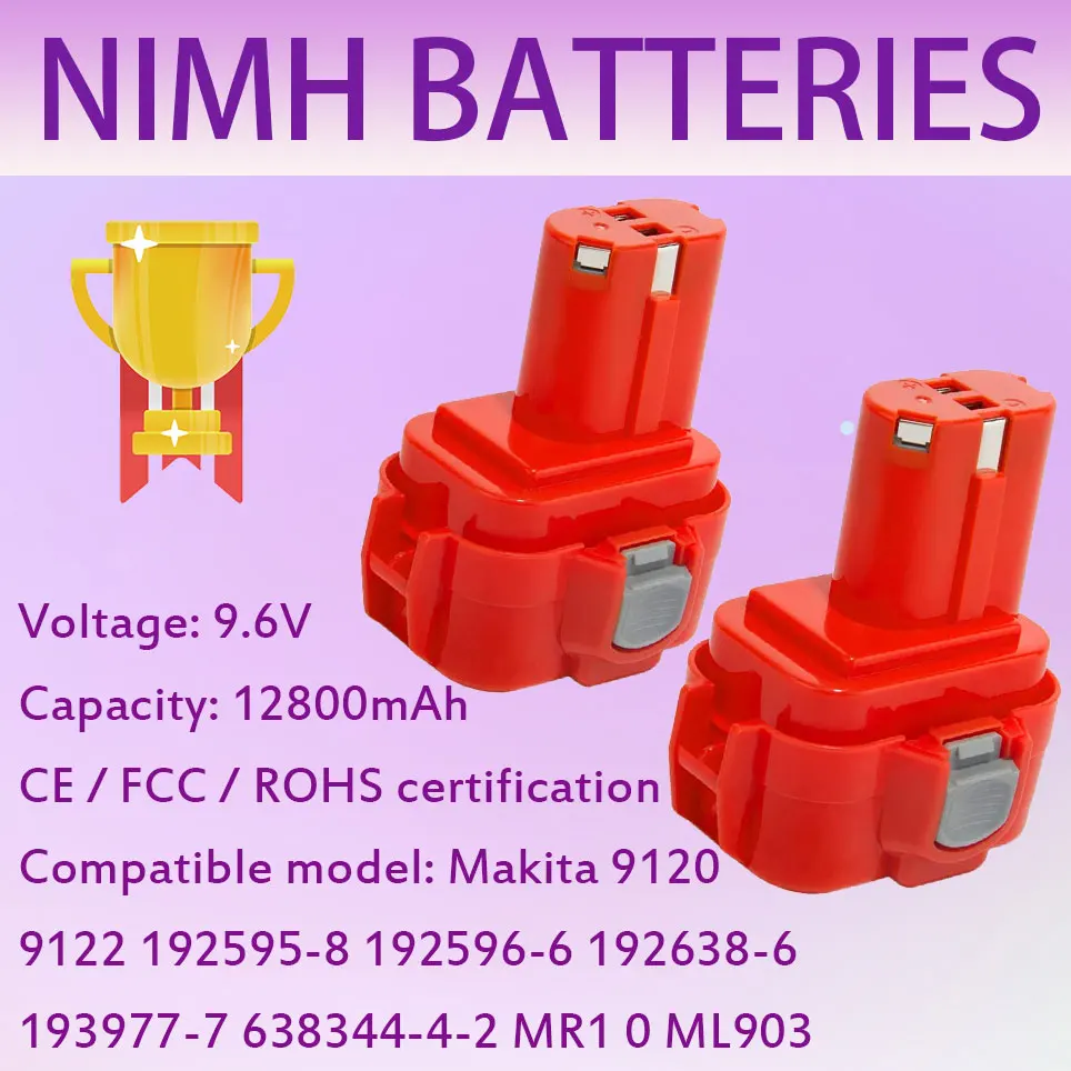 

12800mAh replacement battery for 9.6Vmakita 1834 1835 192826-5 192827-3 192829-9 193159-1 193140-2 194105-7 PA18 HITACHI eb1214s