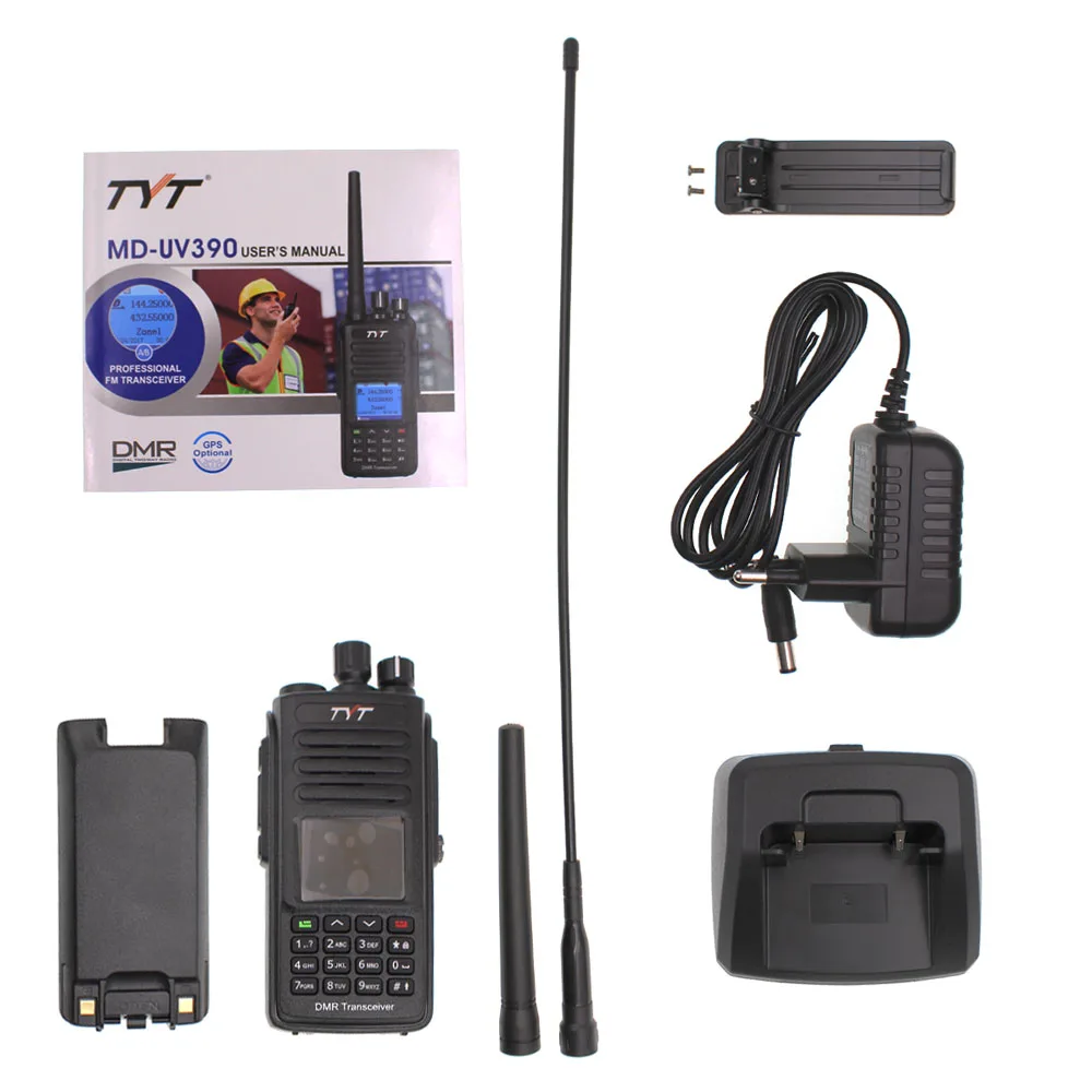 TYT MD-UV390 DMR Digital Walkie Talkie UV390 IP67 Waterproof Dual Band UV Transceiver GPS Optional Upgrde of MD-390 + USB Cable