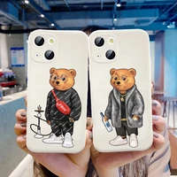fashion casual cute bear phone cover for iphone 11 12 13 pro max x xr xs max 6 6s 7 8 plus 13 mini white soft silicone tpu case
