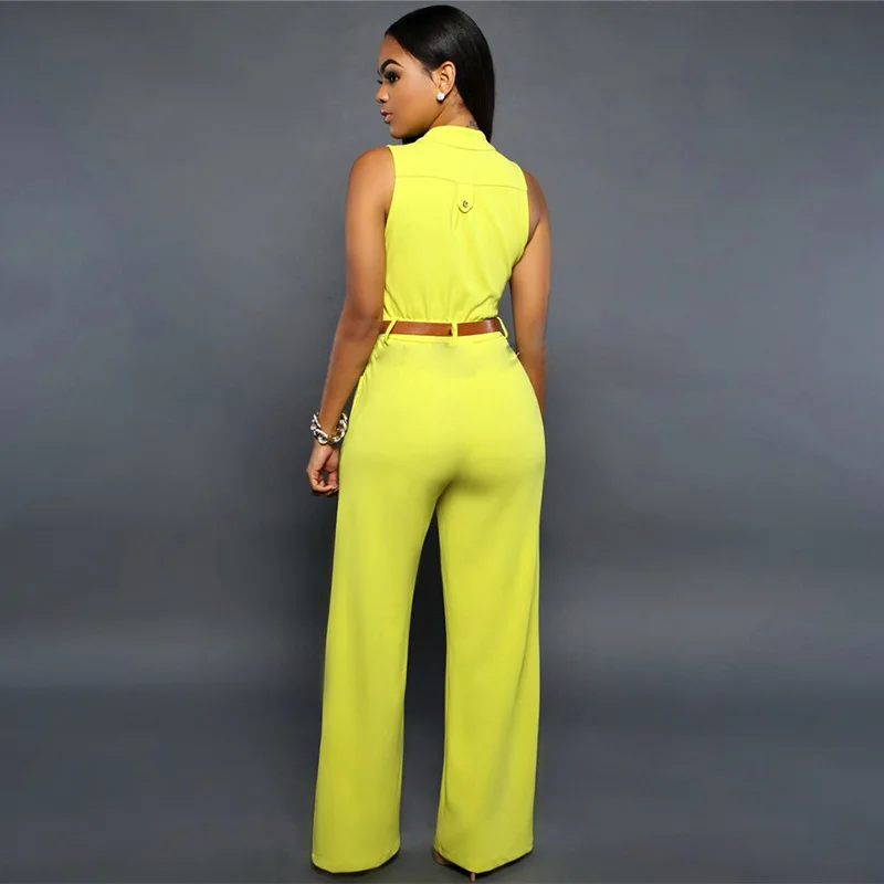 

Новый Модный женский комбинезон с высокой талией и широкими штанинами Элегантный женский кардиган на пуговицах со стоячим воротником без рукавов повседневный Цельный Наряд