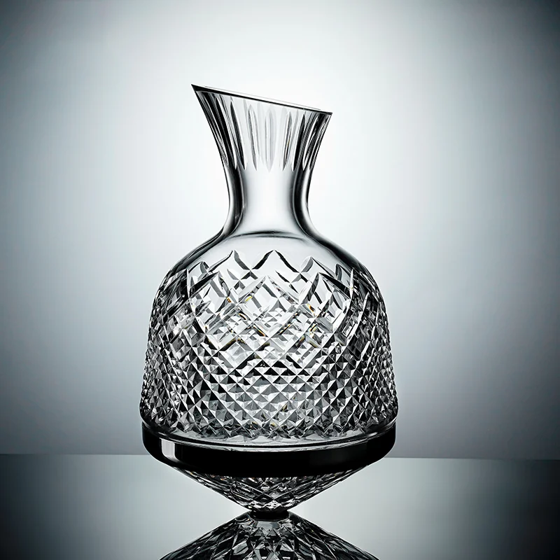 

Handmade Carved Pattern Crystal Gyro Wine Decanter