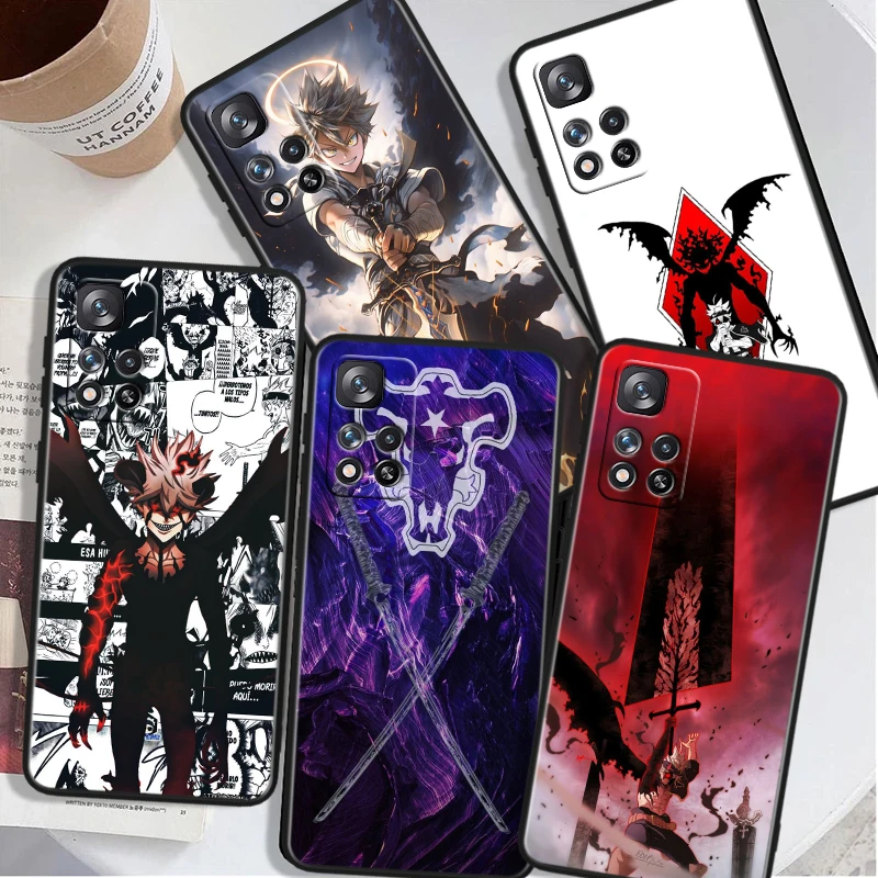 Аниме Черный клевер для Redmi Note 12 Turbo 11T 11P 11E 11S 10T 10S 10 9 Pro Plus Max силиконовый черный