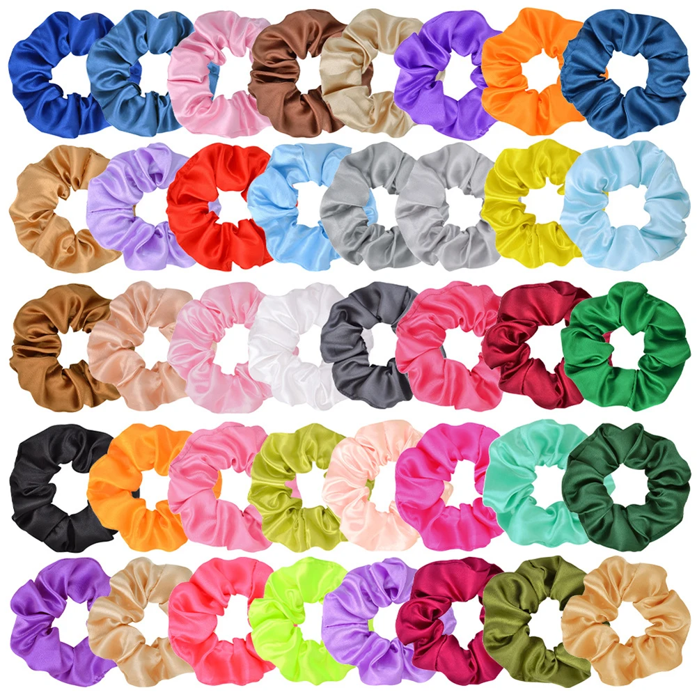 

40pcs cloth Scrunchie Elastic Handmade Multicolor Hair Band Ponytail Holder Headband Hair Accessories Solid Color