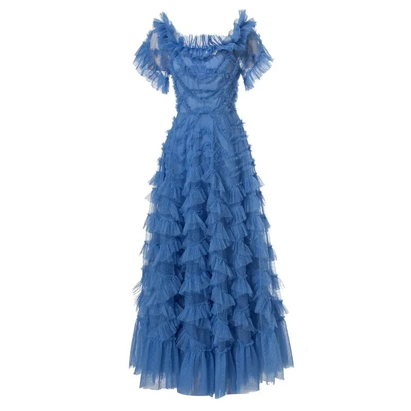 Новинка лета 2024 платья во французском стиле однорядные кружевные с коротким