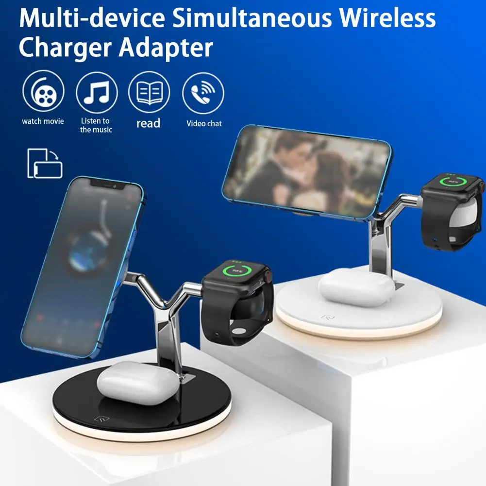 

1 Set Magnetic Wireless Charger Stand 25W Fast Charge Type-C Interface 3-in-1 Y Shape Charging Dock Station for Smartphone Watch