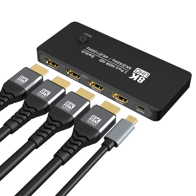 DXAB 3-портовый коммутатор HDTV 8K с удаленной поддержкой @ 60 Гц 4K 120 Высокоскоростной