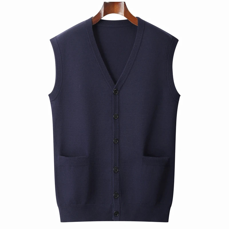 

New Sleeveless Men's Knitted Vest V-neck Spring Cardigan Plus Size 6xl 7xl 8xl Male Casual Loose Comfortable Coat