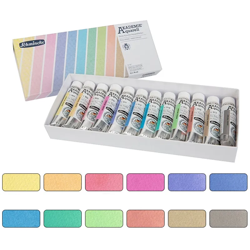 Schmincke Macaron Candy Color Watercolor Paint 12Color Set Opaque College Grade Tubular Watercolor Artist Painting Supplies