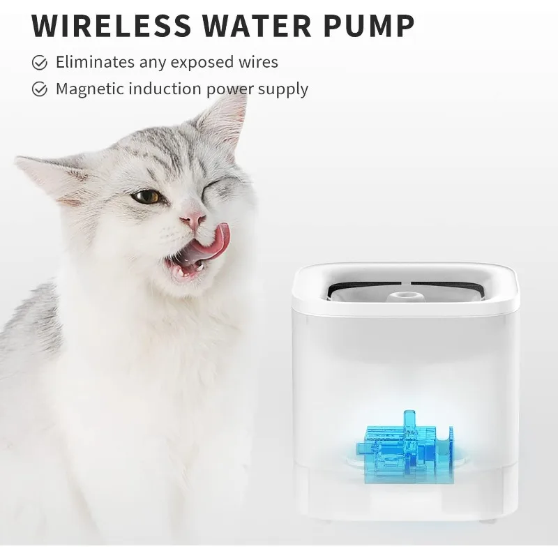 Фото Фонтан для воды для кошек PETKIT с беспроводным насосом, ультратихий, 65 унций/1,85 л, для кошек и собак, для использования внутри помещений, разборная конструкция №2
