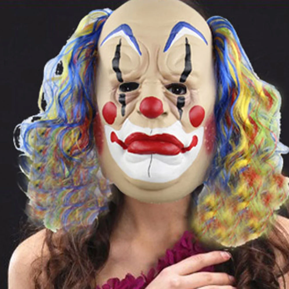 

Apparel Clown Costume Cosplay Prop Halloween Party Mask Latex Hair Face Emulsion
