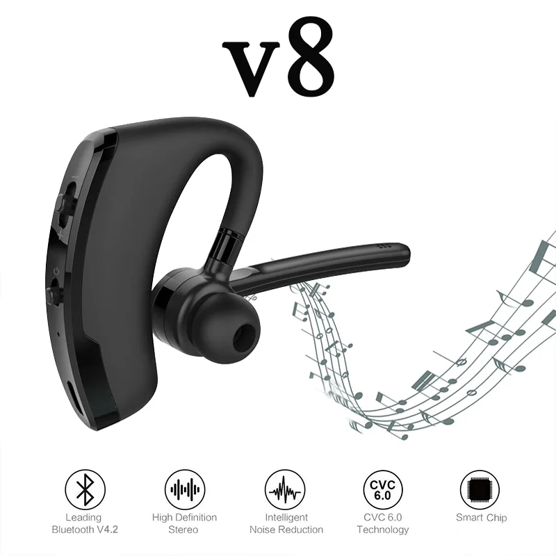 

V8 TWS Blutooth Earphone Wireless Headphones Stereo Headsets Hands In Car Kit With Microphone For iPhone Samsung Huawei Phone