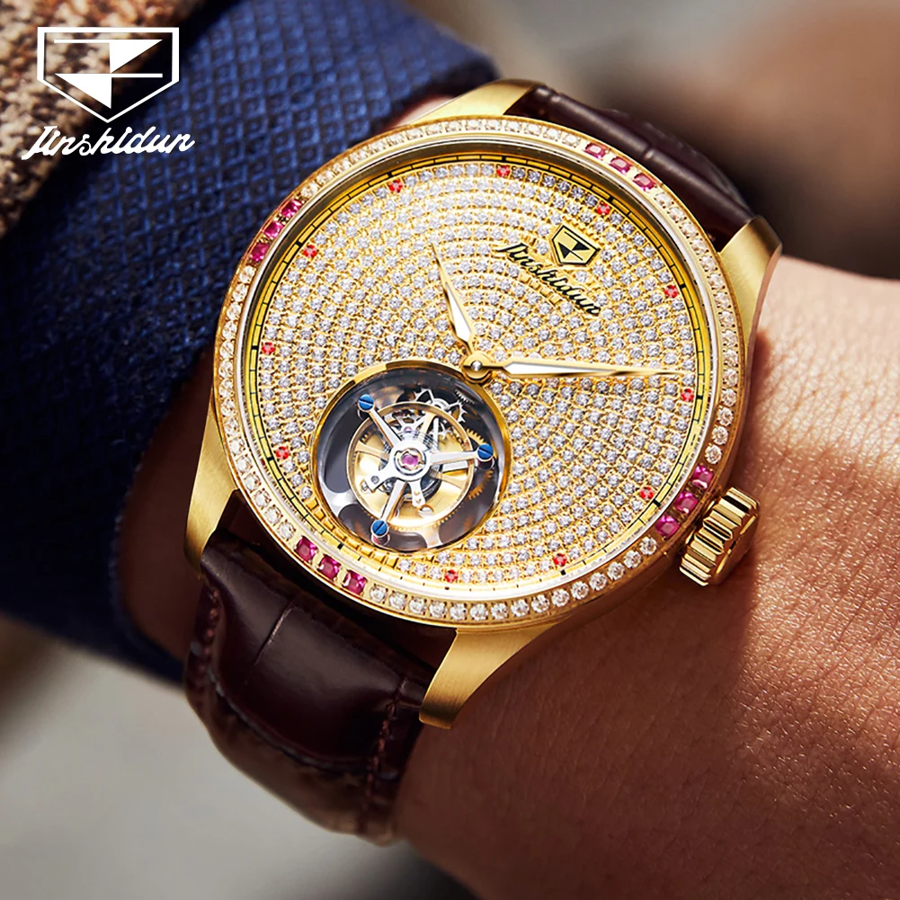 JSDUN высококачественные мужские часы с турбийоном автоматические механические