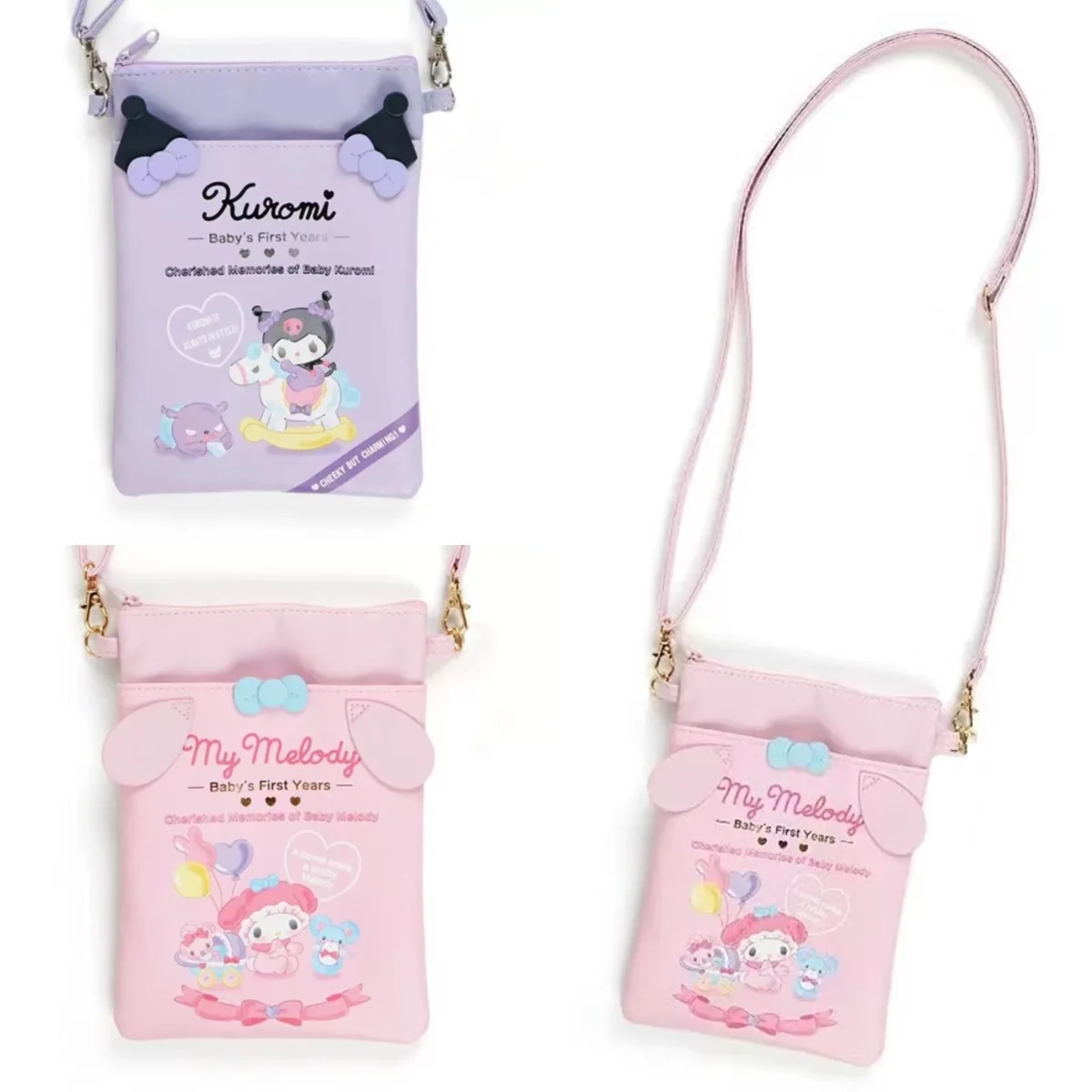 

New Sanrio Kawaii Kuromi Mymelody Cute Girl Shoulder Bag Cartoon Shape Japanese Gift Messenger Bag Single Mobile Phone Bag