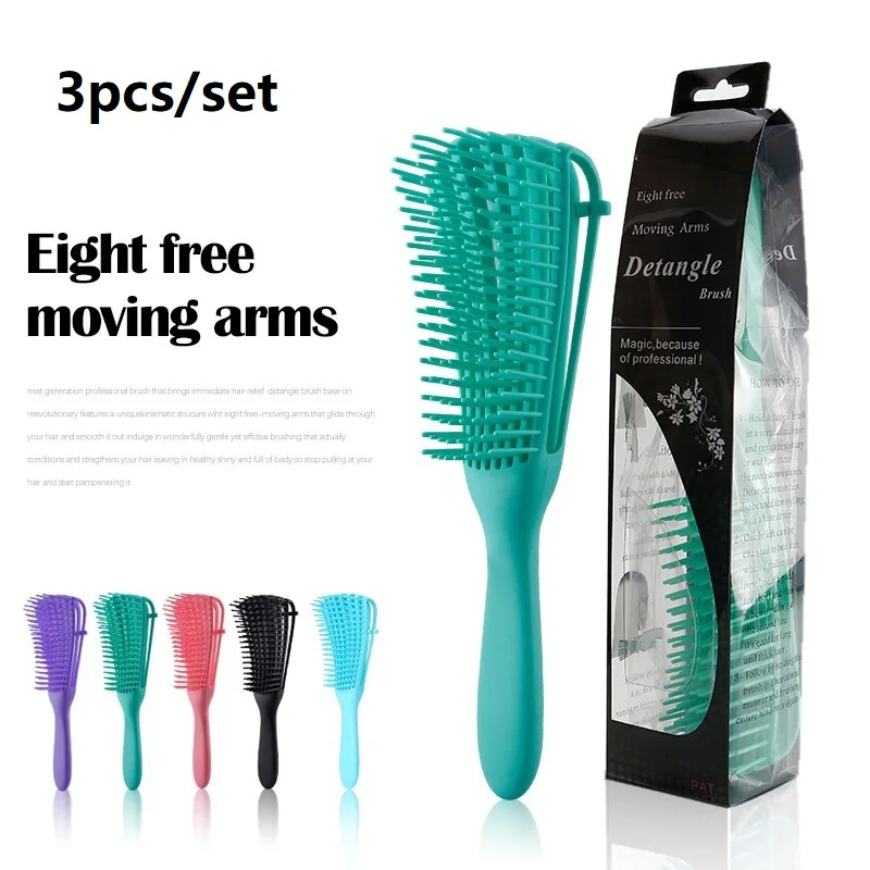 

3pcs/set Octopus Combs Hairdressing Big Bend Straight Curl Styling Comb Wide-toothed Comb Hair Smoothing Dry Wet Hollow расческа