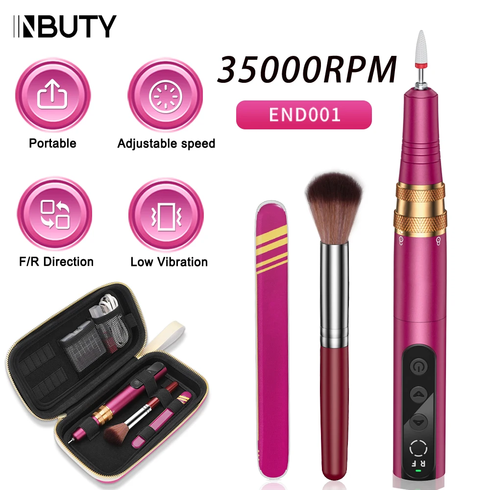 Электрическая маникюрная дрель INBUTY с аксессуарами для дизайна ногтей из сплава