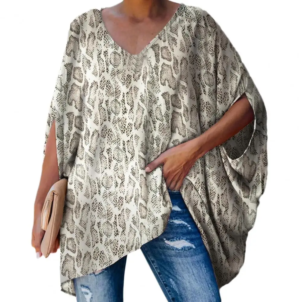 Повседневная Классическая Свободная Блузка с V-образным вырезом приятная для