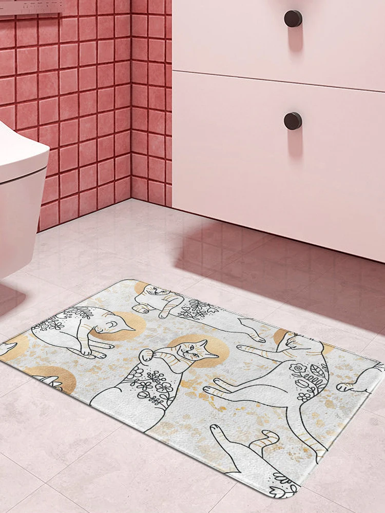 Милый кошачий коврик для ванной комнаты Коралловый бархатный цветные комнатные