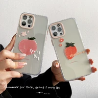 ins cute pink peach strawberry for girl phone cases for iphone 12 11 pro max xr xs max 8 x 7 se 2020 anti drop soft tpu cover