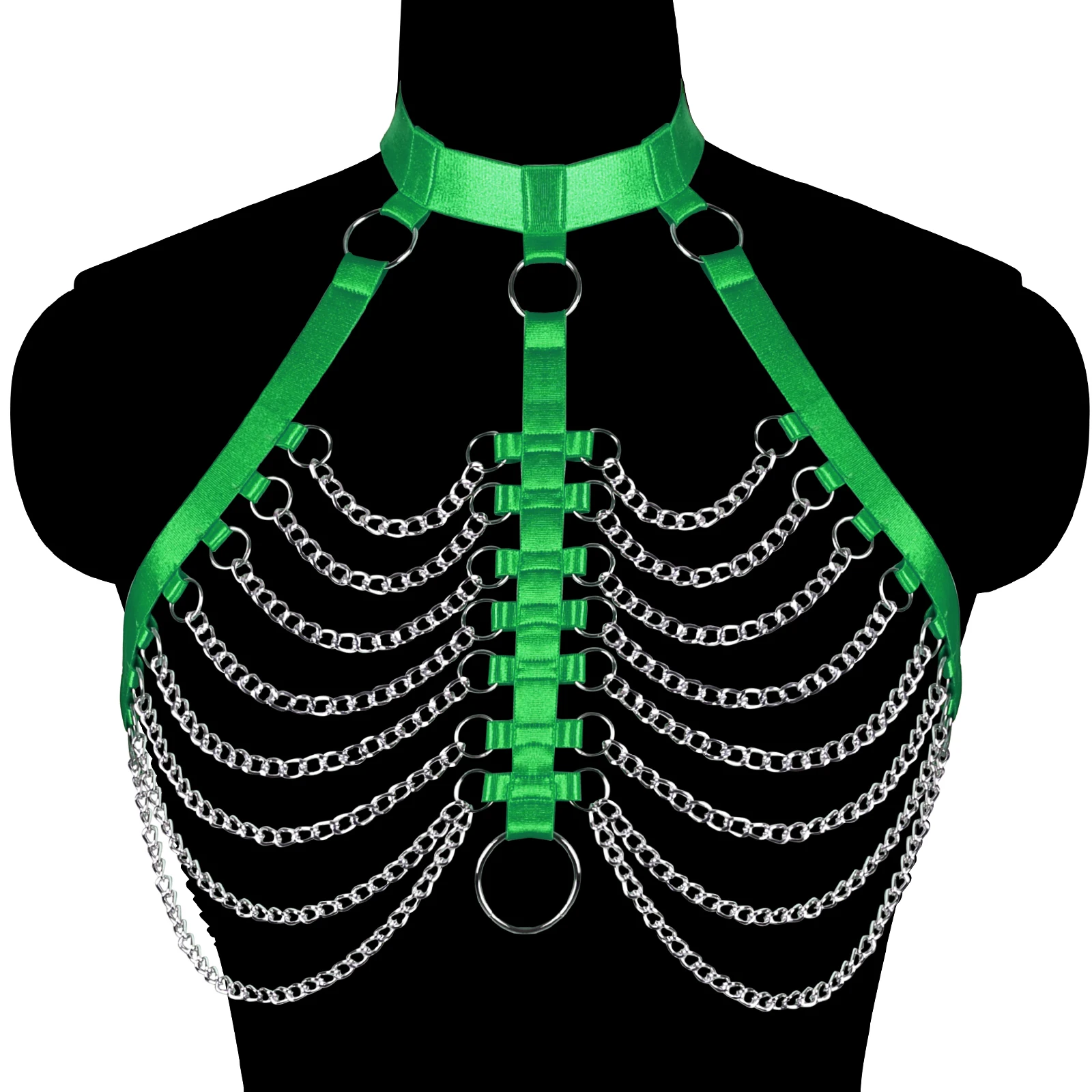 

Goth Women Harness Body Cage Bra Harajuku Open Chest Bondage Elastic Body Harness Pole Dance Wear Body Chain Sexy Lingerie
