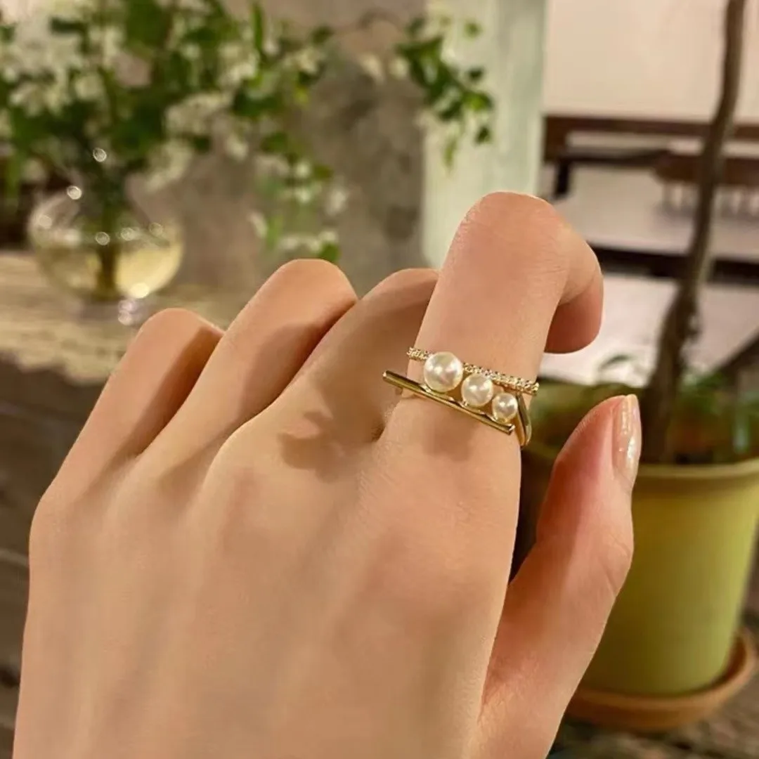 

Luxury designer ring natural multi pearl adjustable rings for women, Engagement rings for women 2022 unusual jewelry accessories