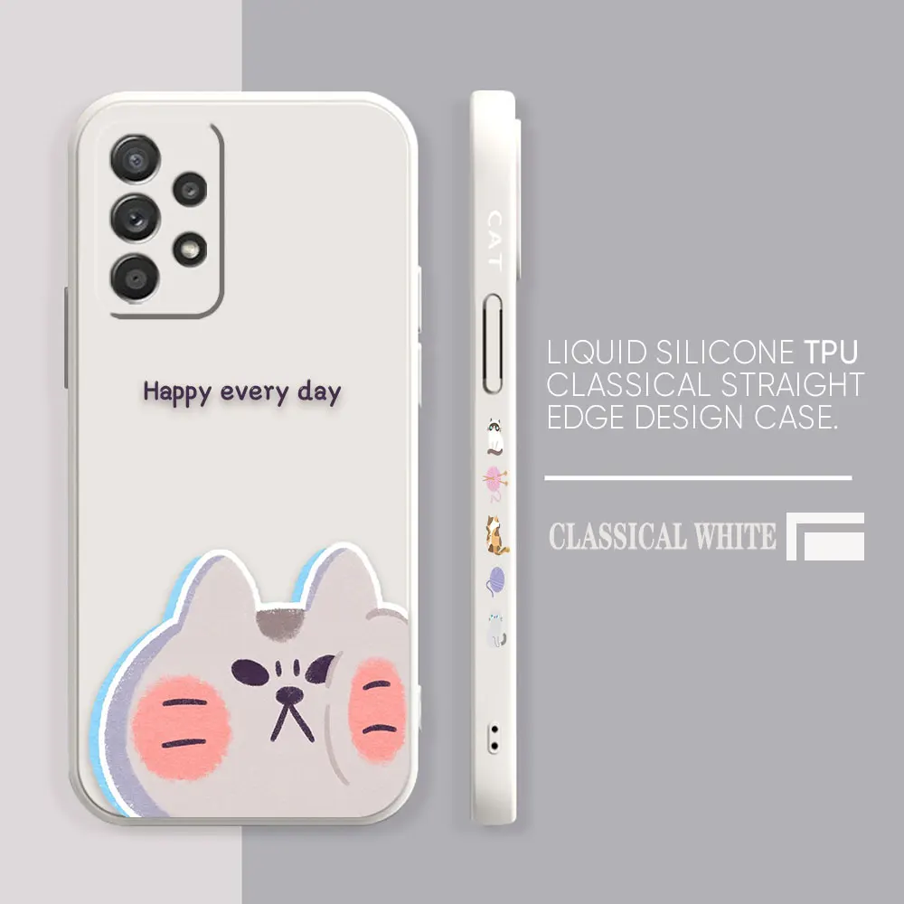 Case For Samsung Galaxy A91 A14 A73 A72 A71 A53 A52 A51 A42 A33 A32 A22 A21S A715F A52S A22S 4G 5G Case Happy Cute Couple Cat
