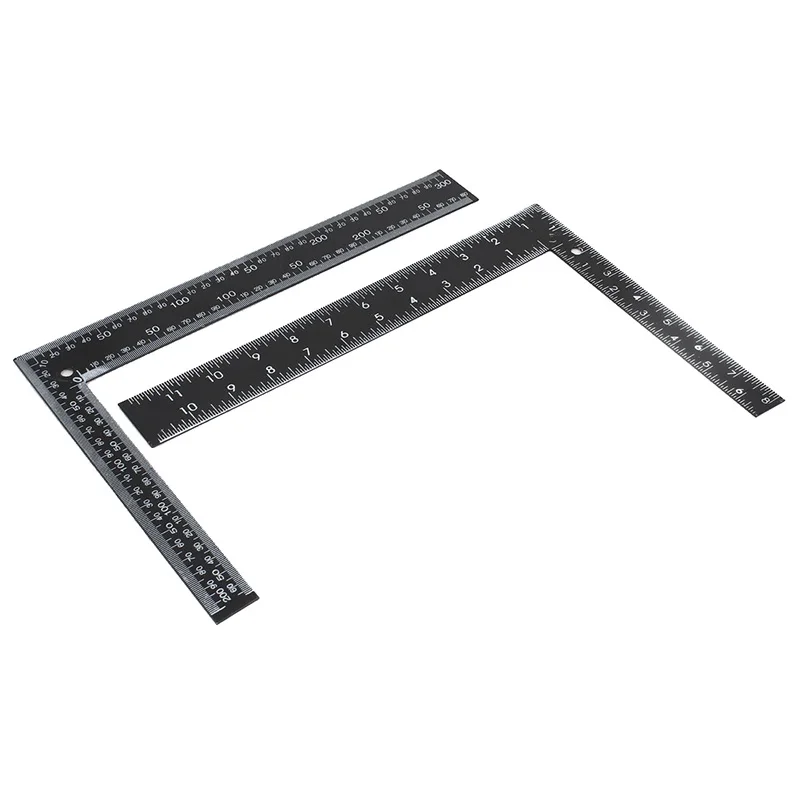 

2pcs Square Ruler Carpenter Dual Side Right Angle 90 Degree Stainless Steel 30cm Scale Ruler Woodworking Ruler Measuring Tools